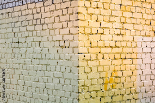 Yellow and gray stone bricks wall