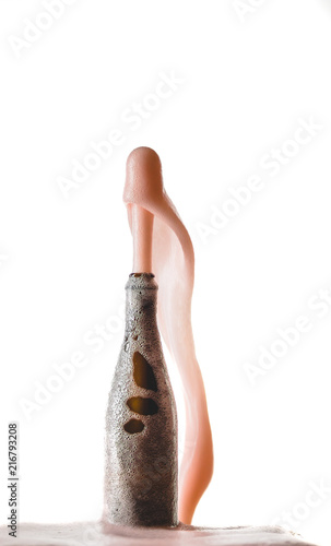 фотографія Overcarbonated Pink Fermented Drink Gushing in Studio