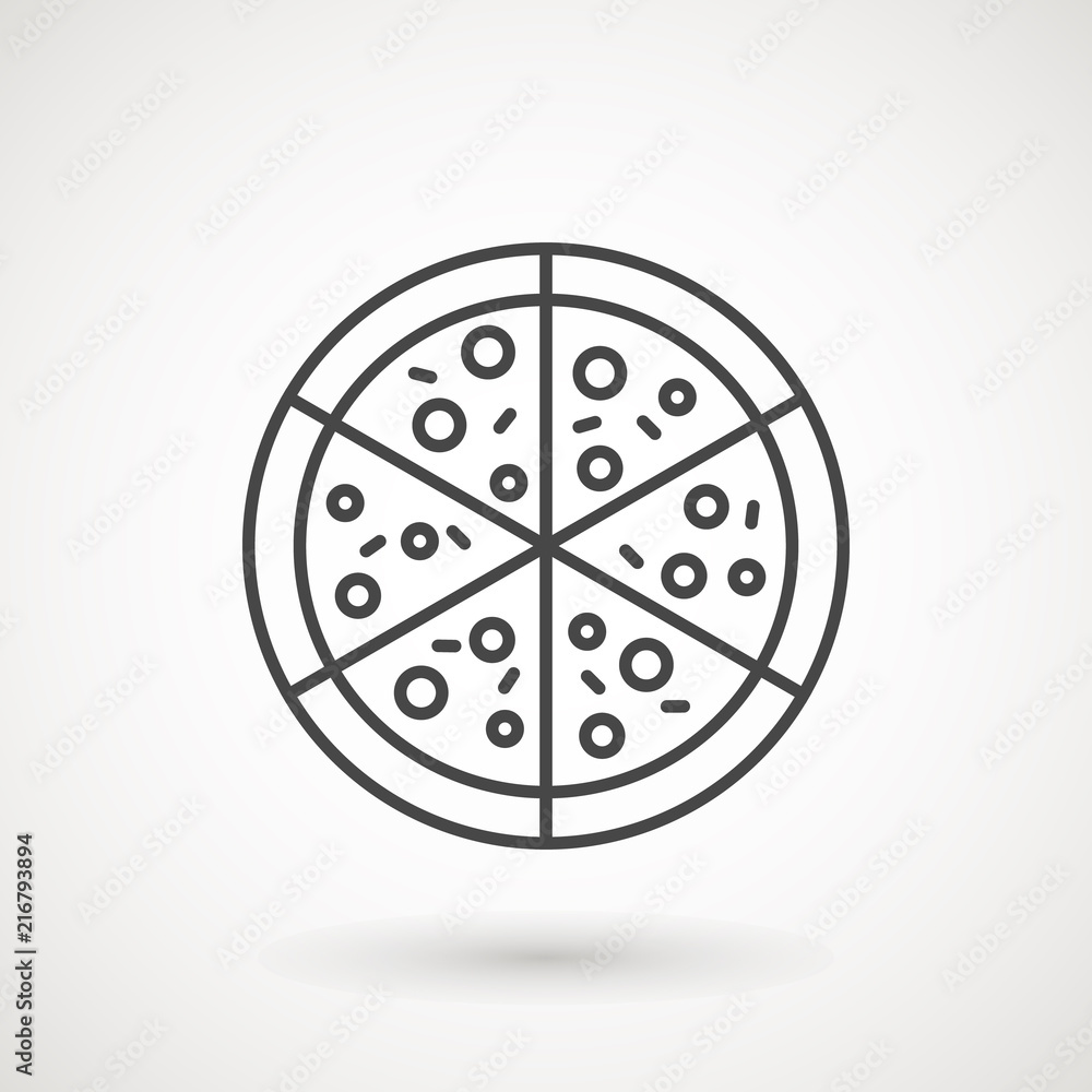 Pizza icon. Pizza in flat style isolated on white background. Food silhouette. Vector illustration Logo, Symbol Pizza icon. Pizza in flat style isolated on white background. Food silhouette. Vector illustration Logo, Symbol
