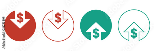 cost reduction icons for web design. line style. cost reduction vector icons photo