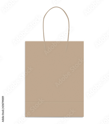 Brown kraft paper shoppingbag with bottom gusset and rope handles