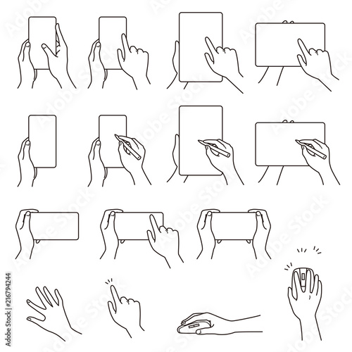 手のしぐさ　03　スマホ　タブレット　マウス