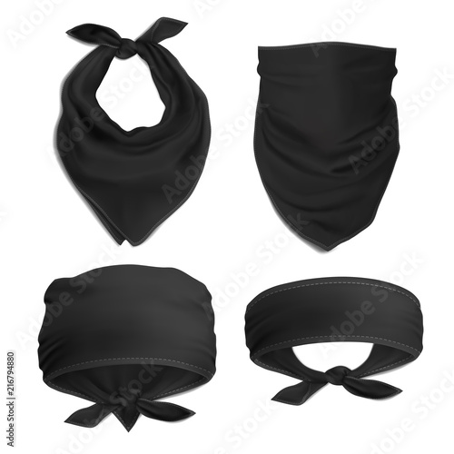 Vector. Mock Up. Black Set Bandana (buff) for head