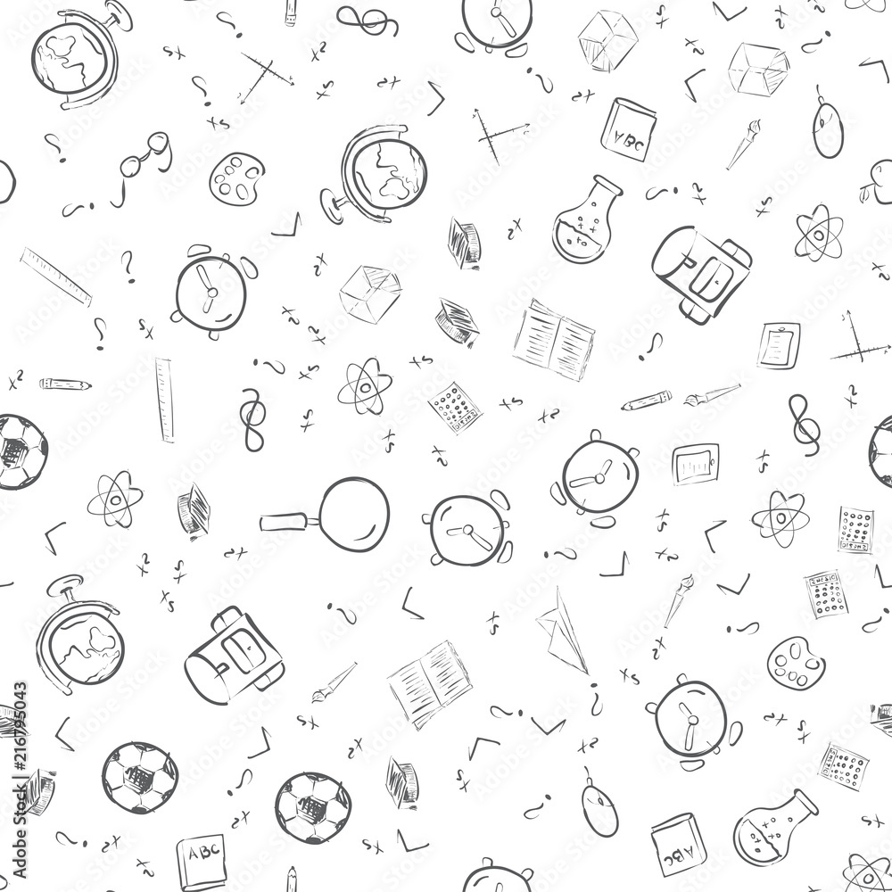 Back to school seamless vector pattern. Good for textile fabric design, wrapping paper and website wallpapers. Vector illustration. Back to school seamless vector pattern. Good for textile fabric design, wrapping paper and website wallpapers. Vector illustration.