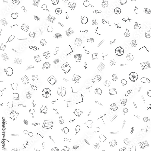 Back to school seamless vector pattern. Good for textile fabric design, wrapping paper and website wallpapers. Vector illustration.