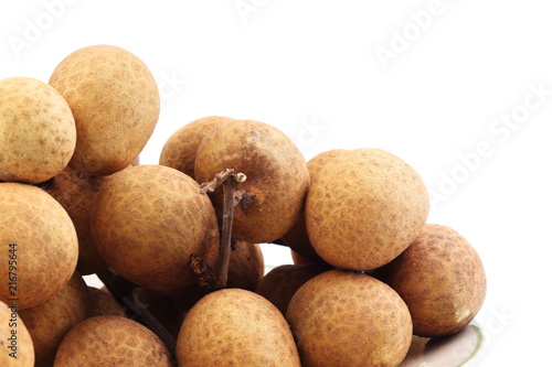 Fresh longan fruit placed on white background  isolated.