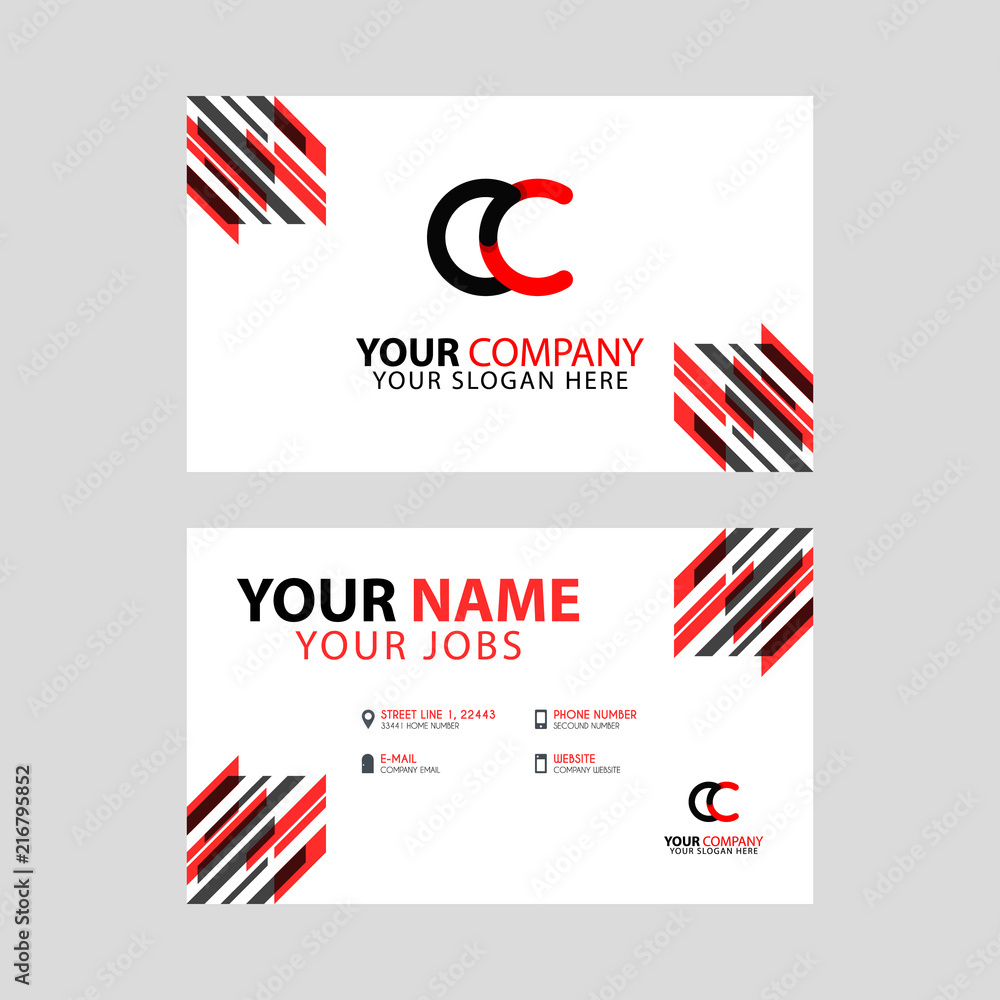 the CC logo letter with box decoration on the edge, and a bonus business card with a modern and horizontal layout.