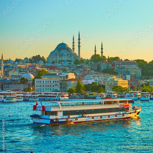 Photography Tourist ship in the Golden Horn in Istanbul