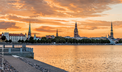 Morning in old Riga - political, financial, tourist and cultural center of Ba...