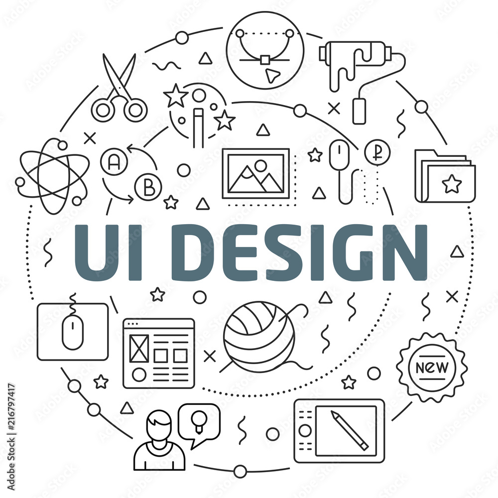 Flat lines illustration for presentation ui design