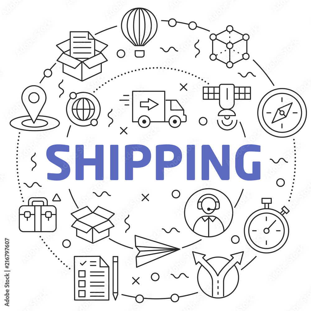 Lines Illustration Flat Circle and icons shipping Lines Illustration Flat Circle and icons shipping