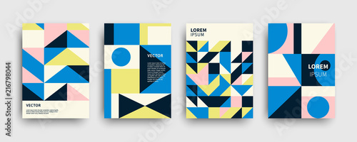 Modern colorful abstract geometric covers set