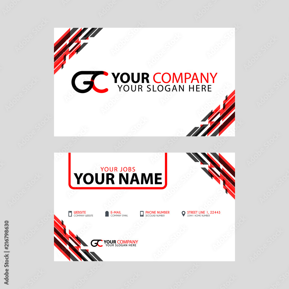 Modern simple horizontal design business cards. with GC Logo inside and transparent red black color. Modern simple horizontal design business cards. with GC Logo inside and transparent red black color.
