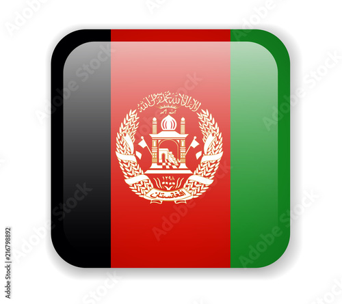 Afghanistan Flag. Bright Square Icon on a white background