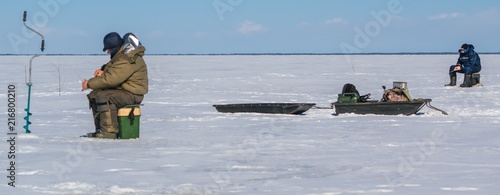 Winter fishing in the Rybinsk reservoir of the Yaroslavl region