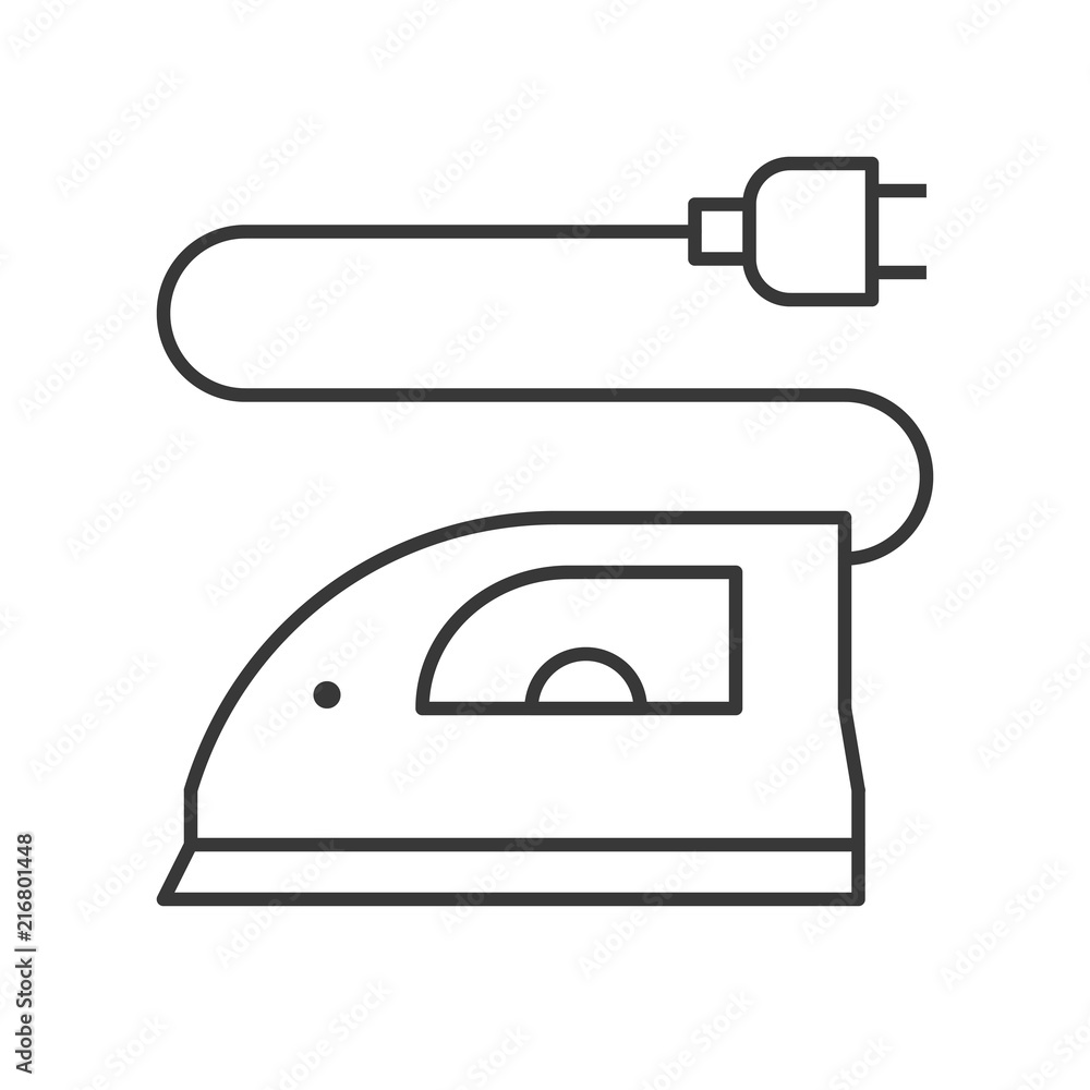 iron with plug, cleaning service related, outline icon iron with plug, cleaning service related, outline icon
