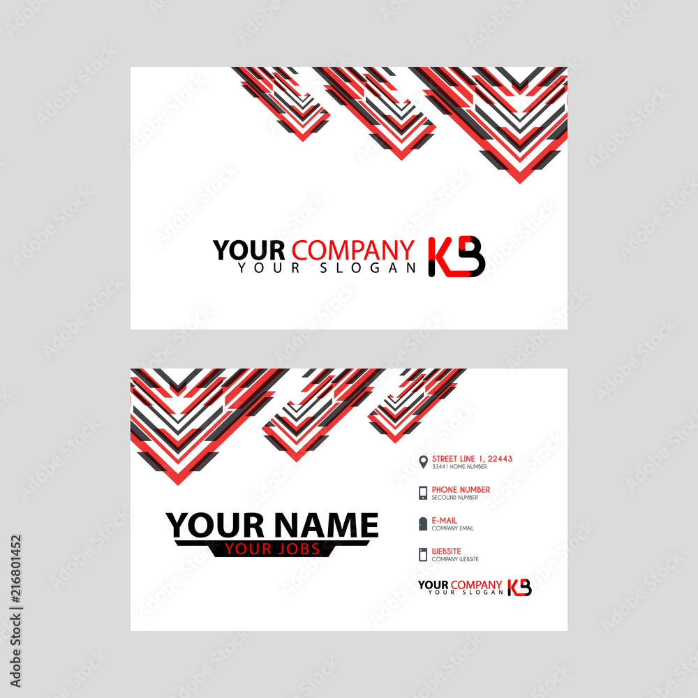 The new simple business card is red black with the KB logo Letter bonus and horizontal modern clean template vector design.
