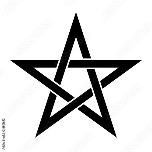 Pentagram sign - five-pointed star. Magical symbol of faith. Simple flat black illustration.