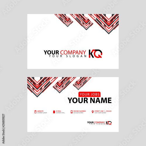 The new simple business card is red black with the KQ logo Letter bonus and horizontal modern clean template vector design.