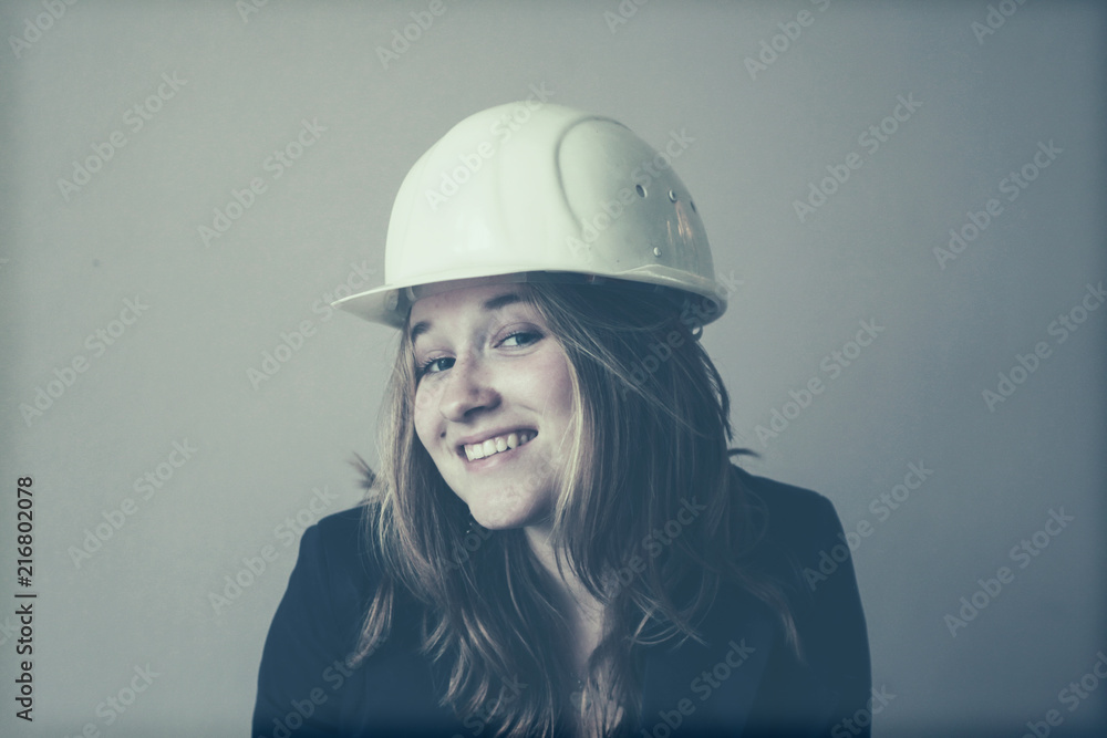 Young woman with hard hat Young woman with hard hat