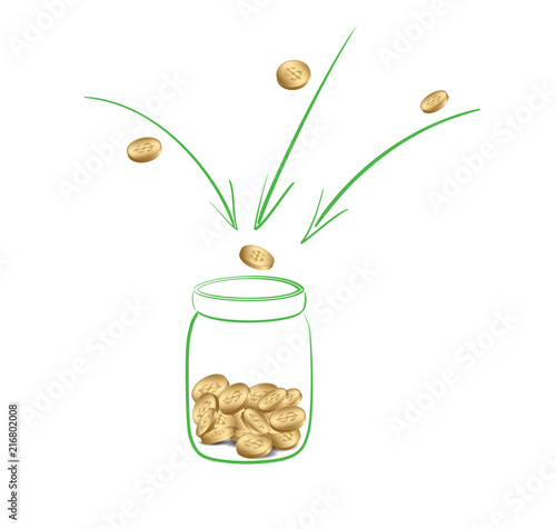 fundraising or donation - collect money into glass jar - vector