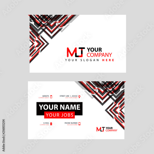 the MT logo letter with box decoration on the edge, and a bonus business card with a modern and horizontal layout.