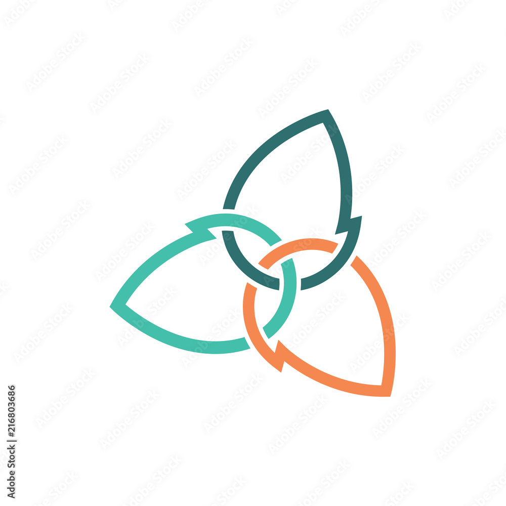 Obraz premium Triangle of Chain Leaf Abstract Nature Eco Symbol