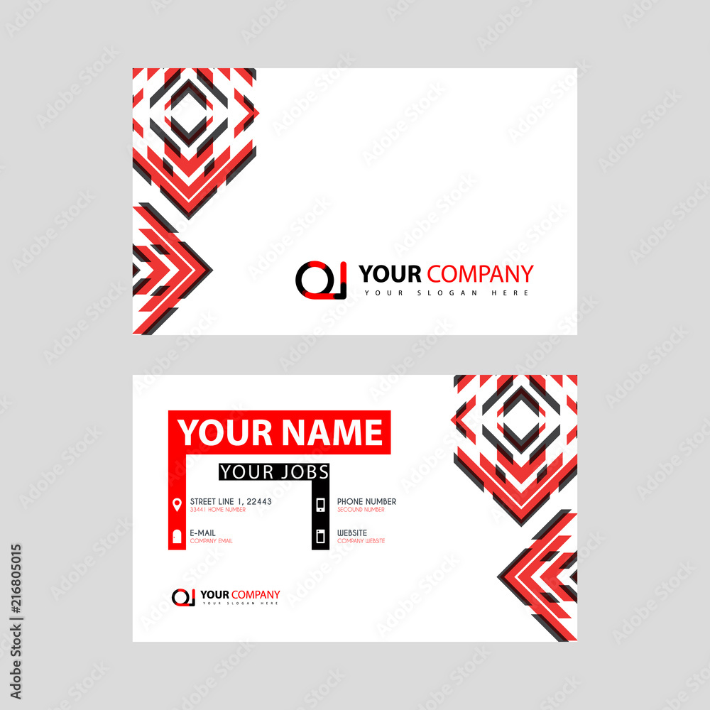 Letter OI logo in black which is included in a name card or simple business card with a horizontal template.