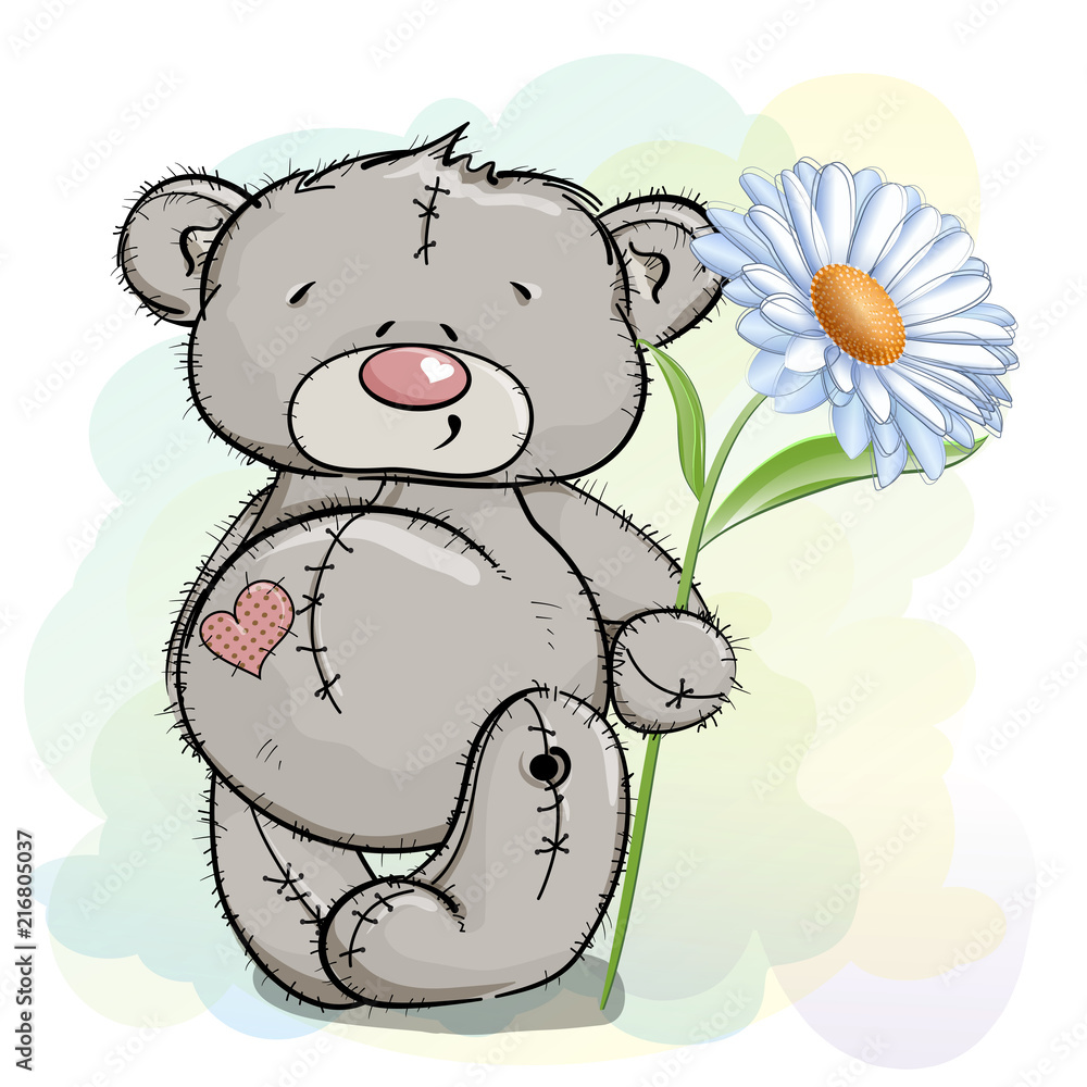 Teddy bear and one white Daisy Teddy bear and one white Daisy