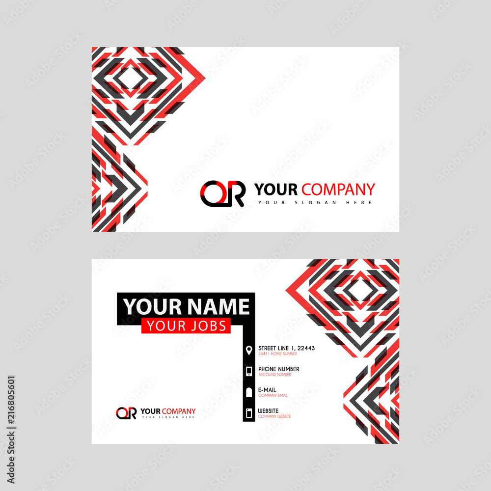 Obraz premium Letter OR logo in black which is included in a name card or simple business card with a horizontal template.