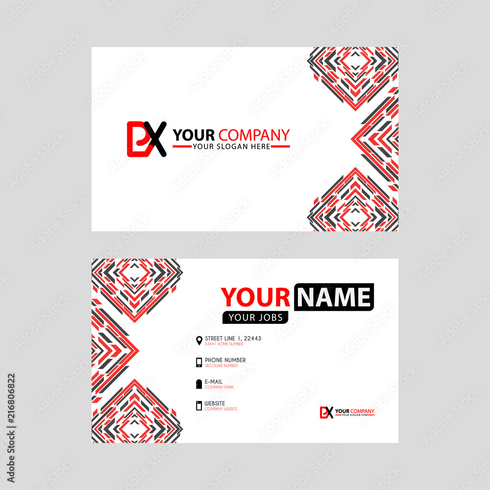 Obraz premium Modern business card templates, with PX logo Letter and horizontal design and red and black colors.