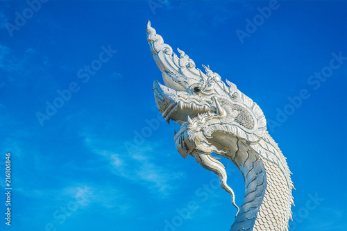 White king of nagas live in keang ka bao,Mukdahan Thailand.