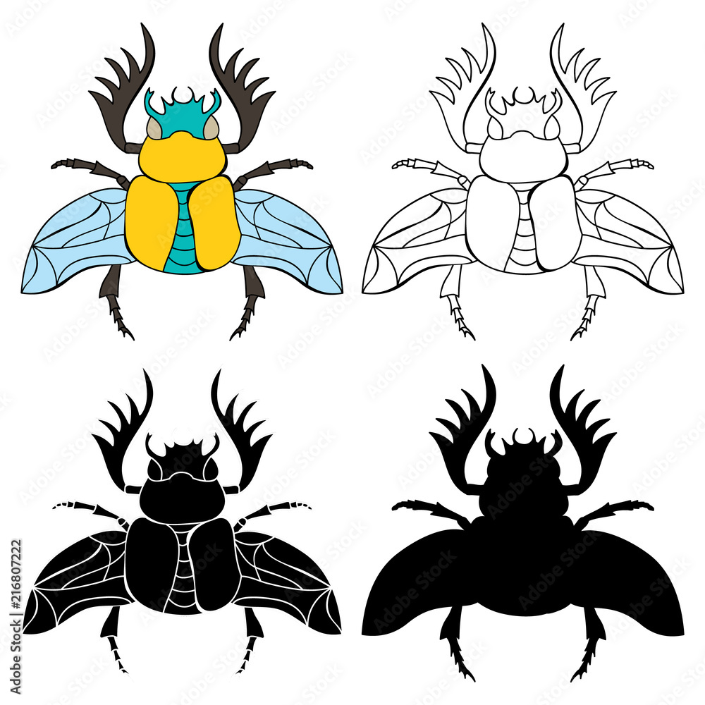 Obraz premium flying beetle, set