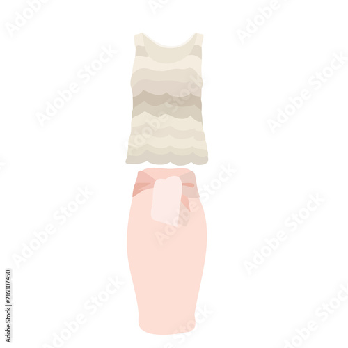 vector, isolated, female blouse and skirt