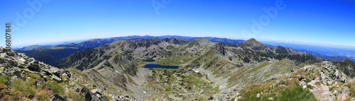 Mountains panorama with rocky peaks and glacial lakes, Carpathian Mountains