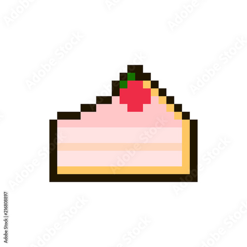 Vector pixel cake sticker photo