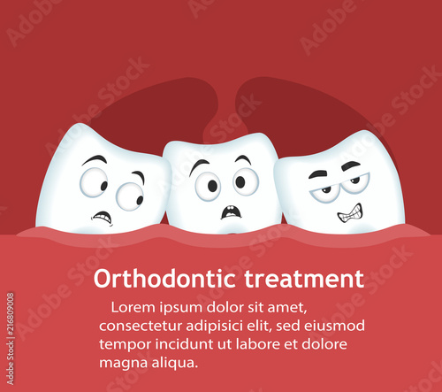 Orthodontic treatment banner with teeth characters