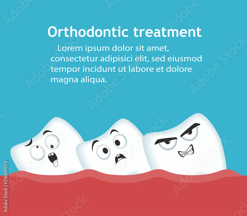 Orthodontic treatment banner with teeth characters