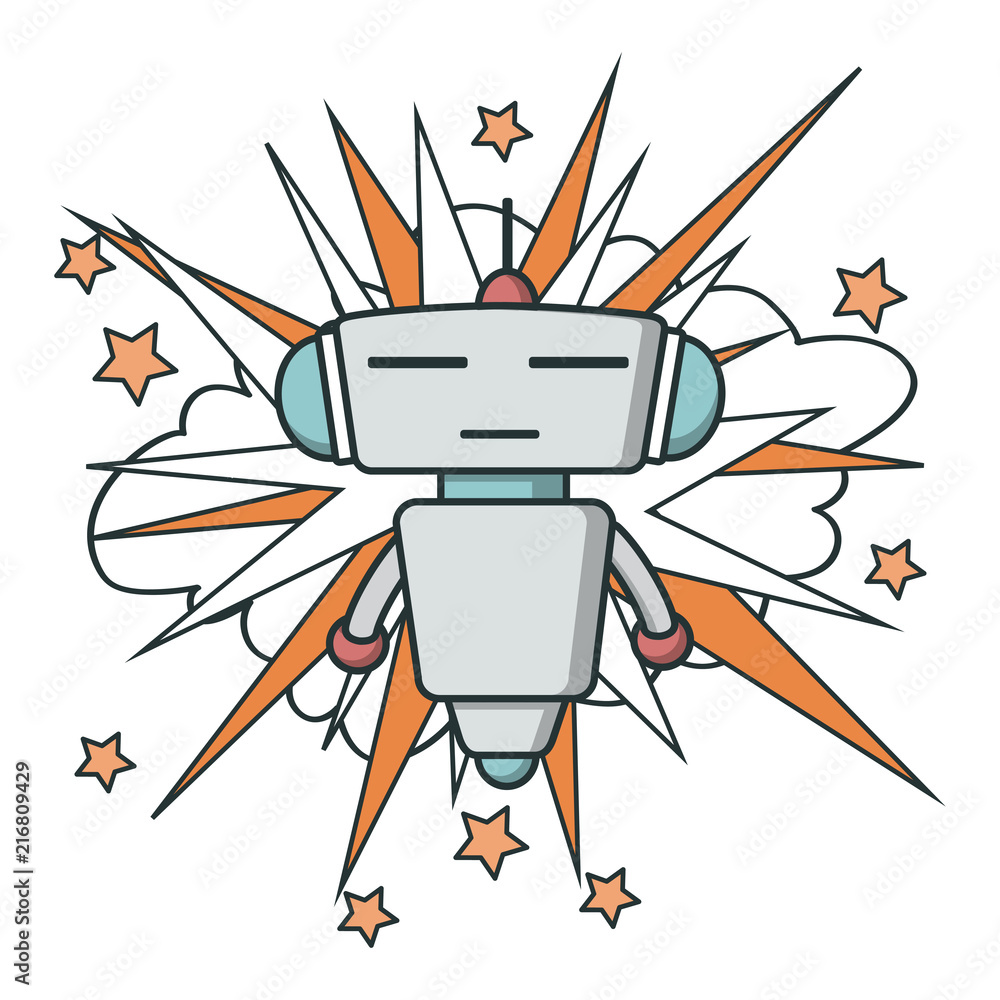 Bot icon on explosion background. Chatbot icon. Cute Outline robot. Vector  flat line cartoon illustration isolated on white background. Voice support  service bot. Virtual online support. Stock Vector | Adobe Stock