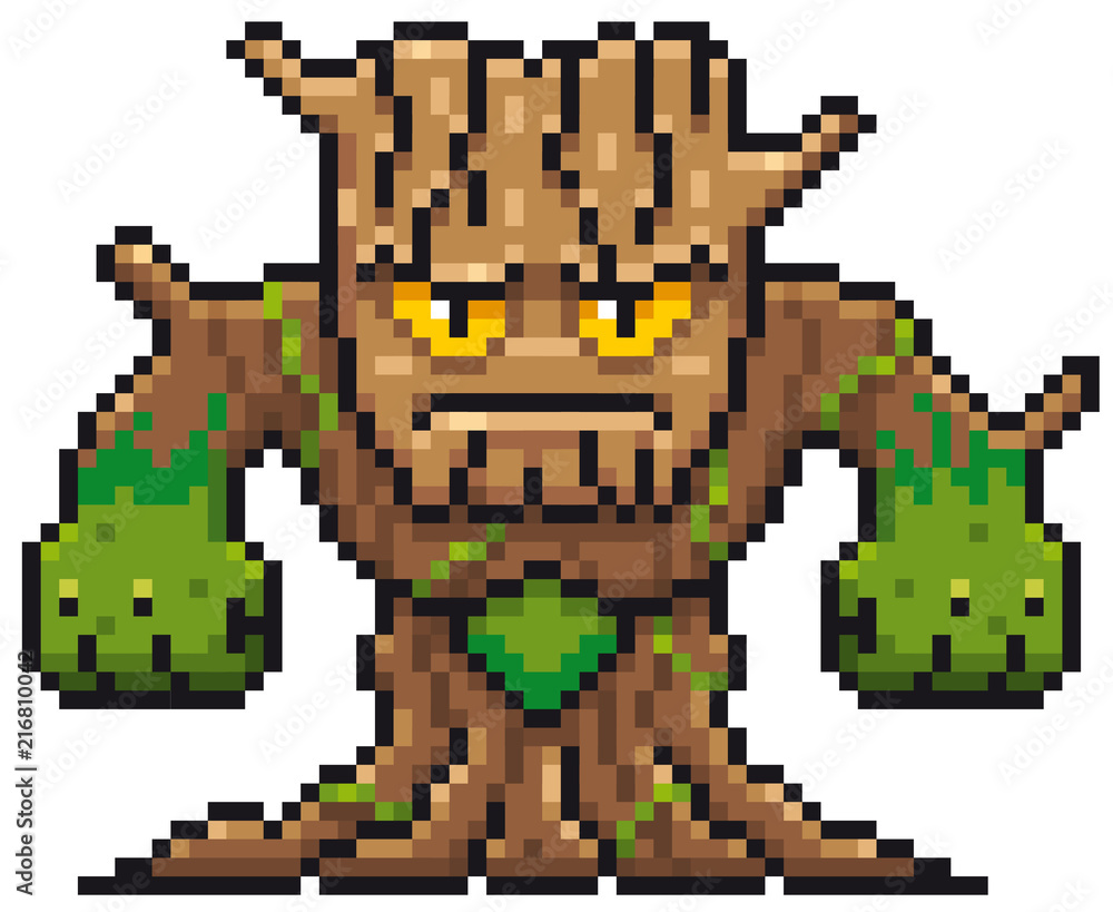 Vector illustration of Cartoon Tree Monster - Pixel design