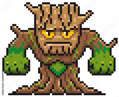 Vector illustration of Cartoon Tree Monster - Pixel design © sararoom