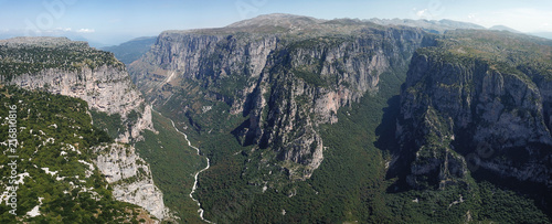 Fototapeta Naklejka Na Ścianę i Meble -  The Vikos Gorge in northern Greece is listed as the deepest gorge in the world by the Guinness Book of Records. The gorge is found in Vikos–Aoös National Park.