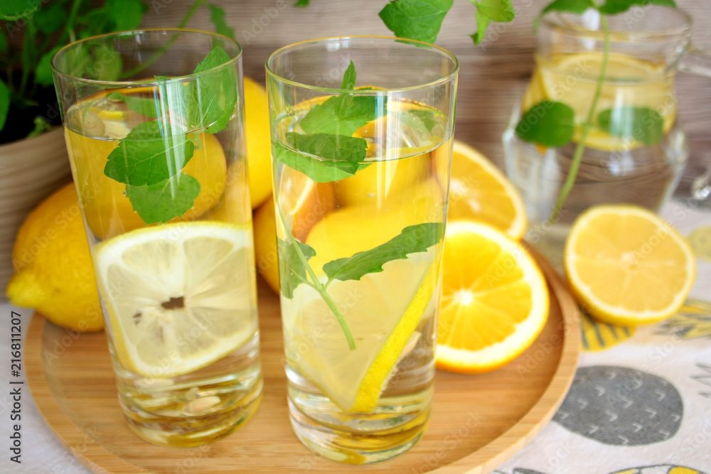 Water with lemon and mint Water with lemon and mint