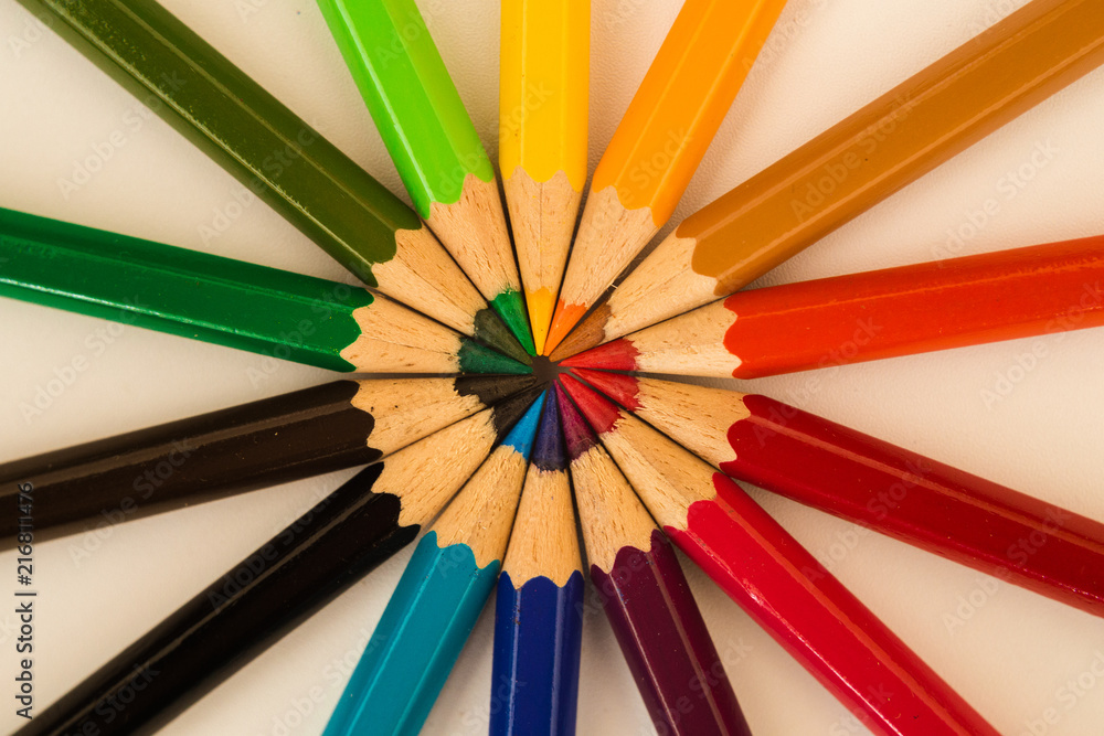 colorful pencils in a cirlce