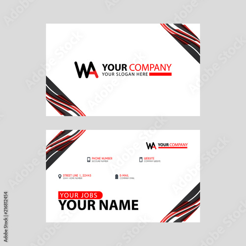 the WA logo letter with box decoration on the edge, and a bonus business card with a modern and horizontal layout.