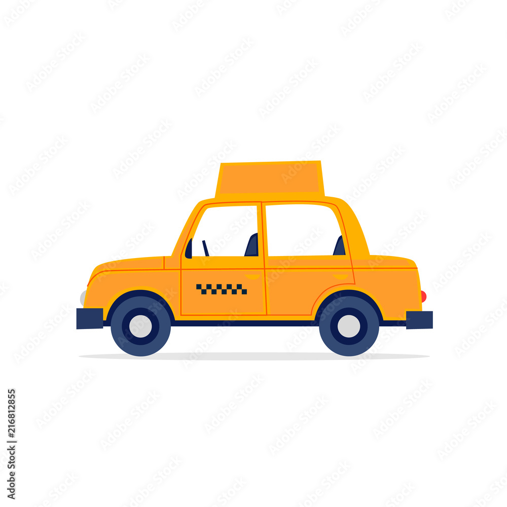 Taxi, white background. Flat style vector illustration