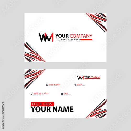 the WM logo letter with box decoration on the edge, and a bonus business card with a modern and horizontal layout.