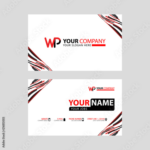 the WP logo letter with box decoration on the edge, and a bonus business card with a modern and horizontal layout.