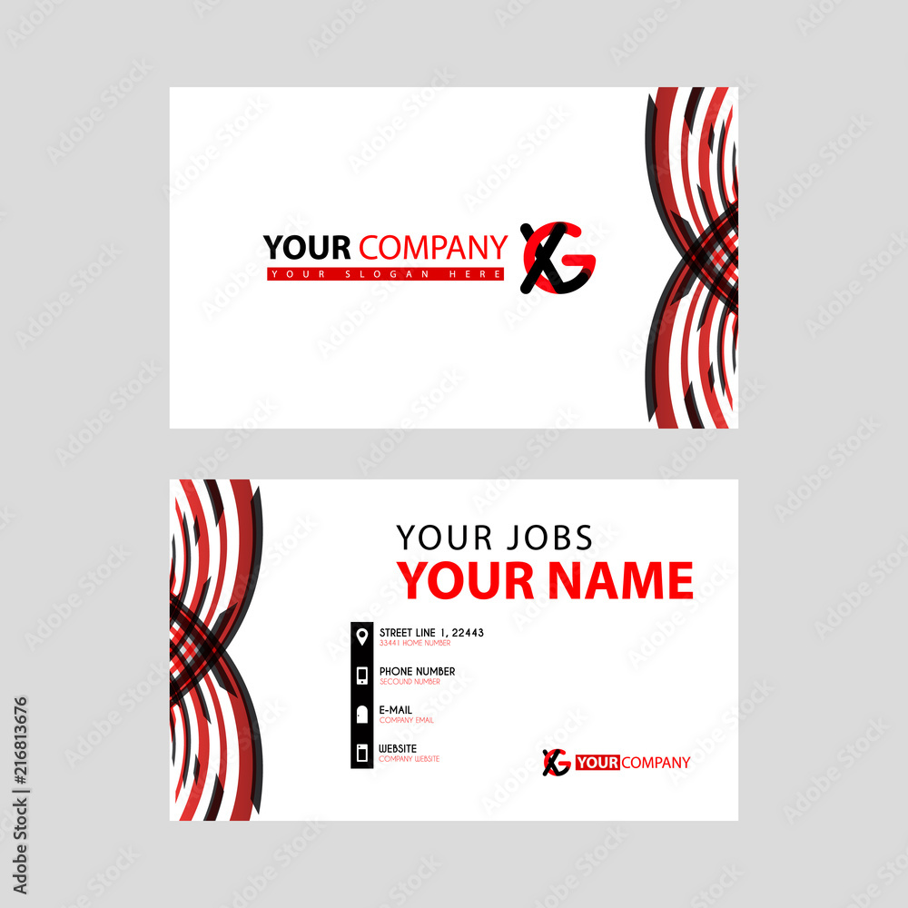 Obraz premium Business card template in black and red. with a flat and horizontal design plus the XG logo Letter on the back.