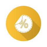 Round sticker with percent flat design long shadow glyph icon